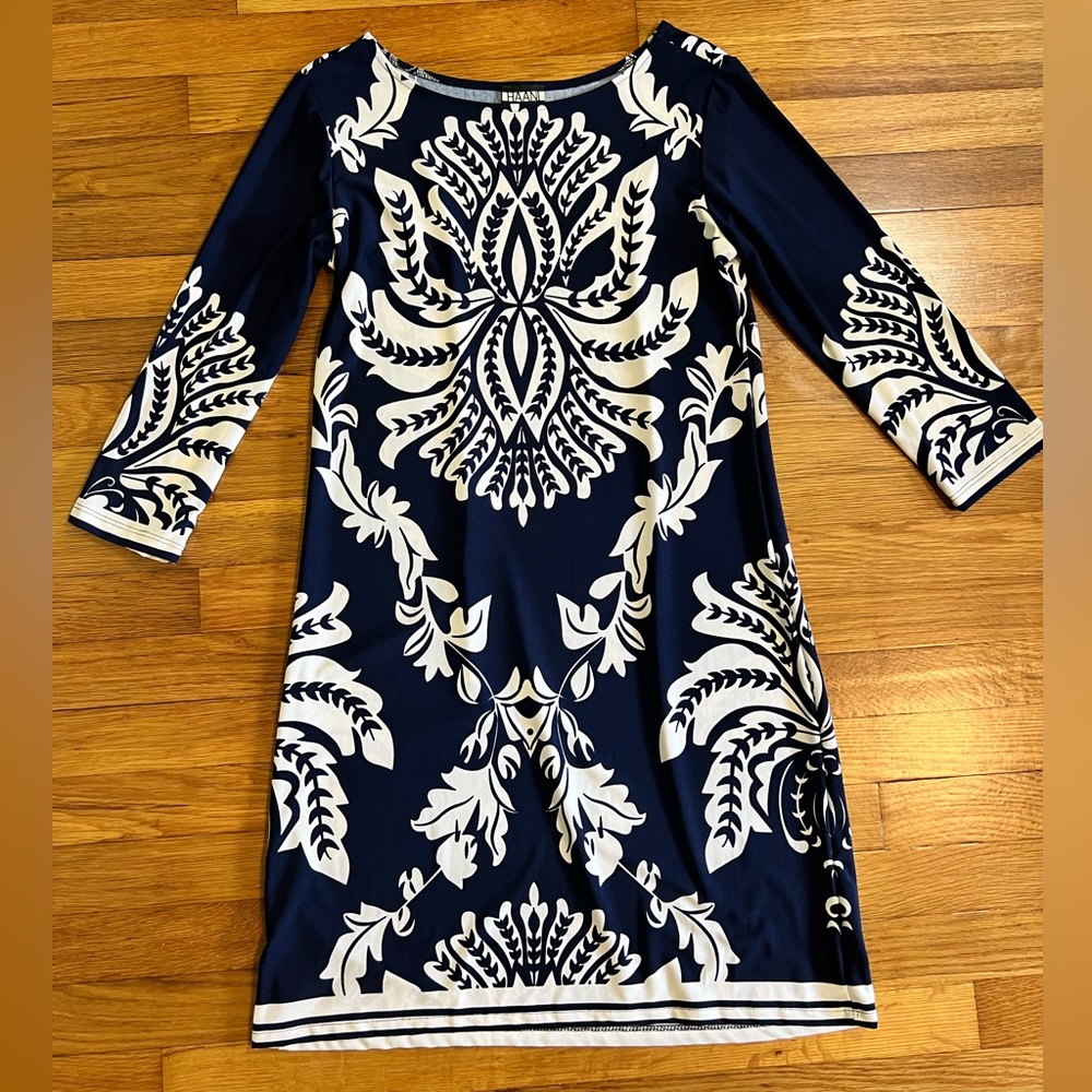 HAANI blue and white dress